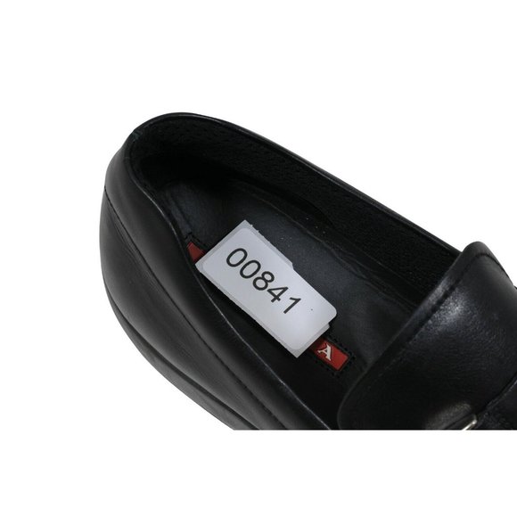 Prada Mens Spazzolato Rois Buckle Loafers Size US10 P9 Black Leather Slip Ons - Picture 8 of 9